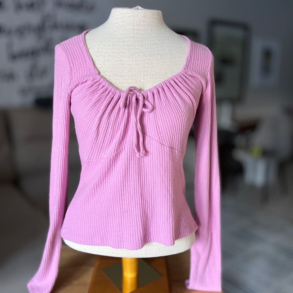 Y2K Vintage 90s Hollister Lilac Ribbed Long Sleeve Large